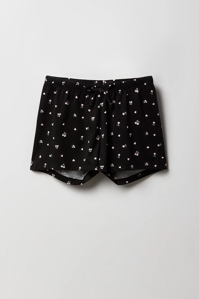 Girls Button-Up Top & Short 2 Piece Pajama Set