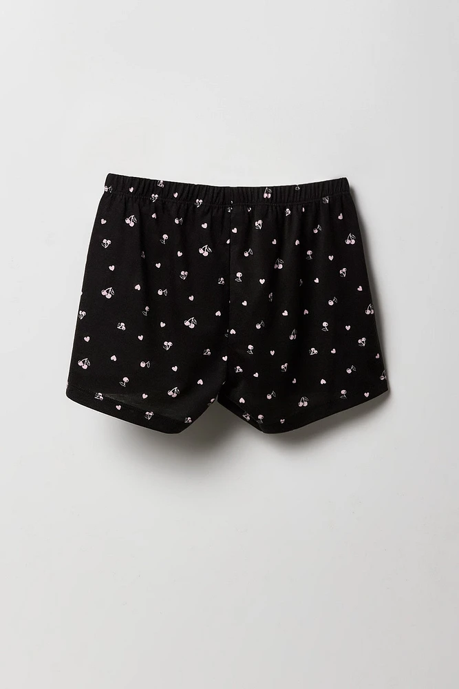 Girls Button-Up Top & Short 2 Piece Pajama Set
