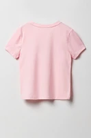 Girls Graphic T-Shirt & Plush Short 2 Piece Pajama Set