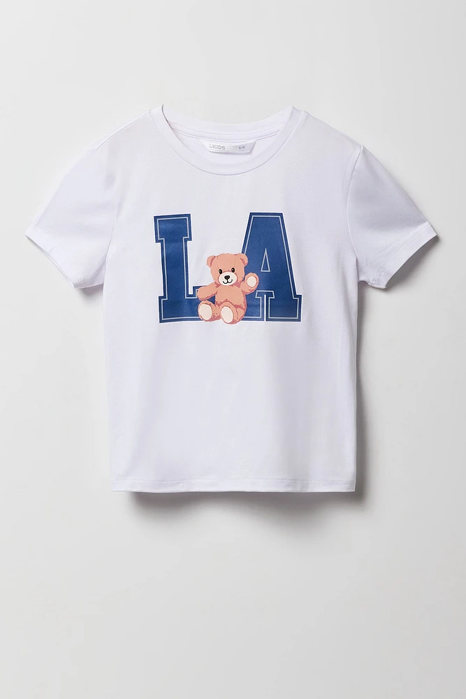 Ensemble pyjama avec t-shirt imprimé et short en peluche pour fille