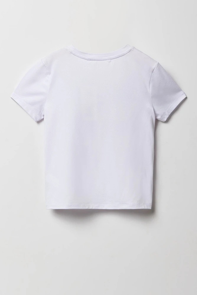 Ensemble pyjama avec t-shirt imprimé et short en peluche pour fille