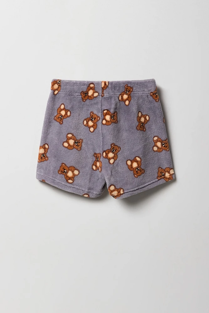 Ensemble pyjama avec t-shirt imprimé et short en peluche pour fille