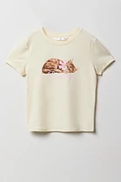 Ensemble pyjama avec t-shirt imprimé et short en peluche pour fille