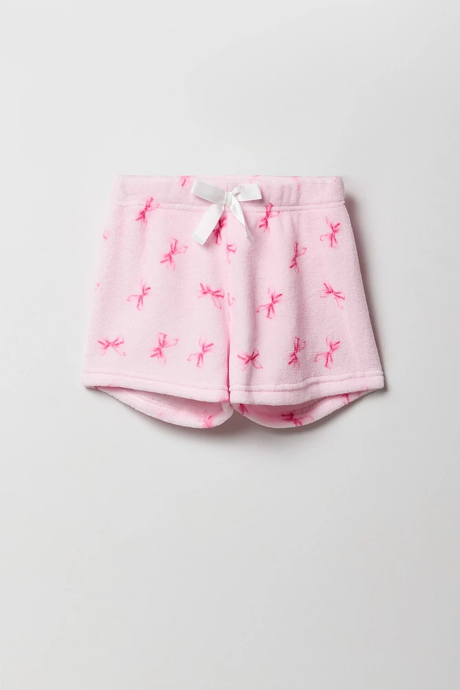 Ensemble pyjama avec t-shirt imprimé et short en peluche pour fille