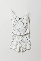 Ensemble pyjama avec débardeur et short en tricot de pointelle pour fille