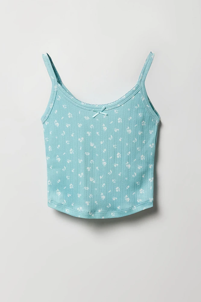 Girls Pointelle Knit Tank & Short 2 Piece Pajama Set