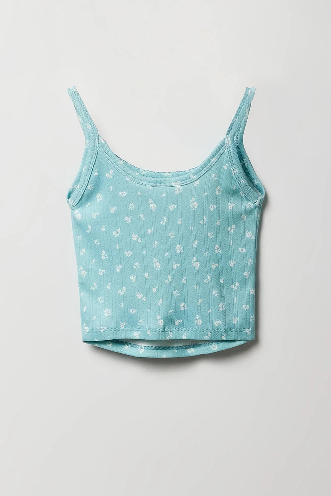 Girls Pointelle Knit Tank & Short 2 Piece Pajama Set