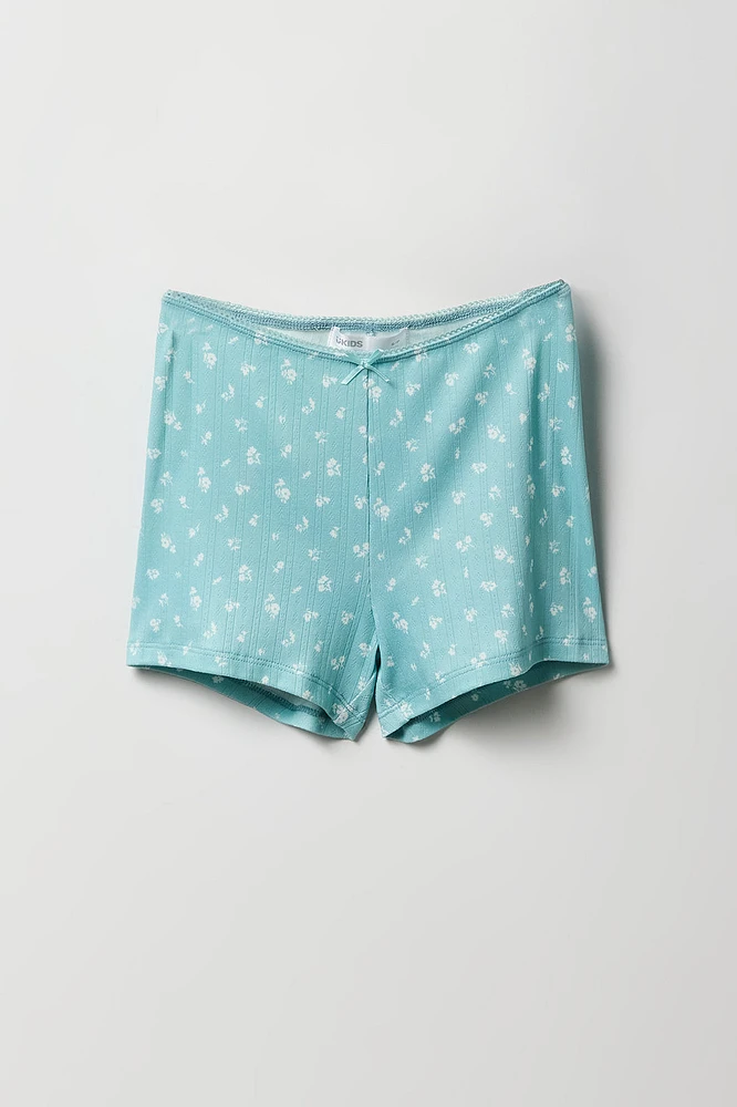 Girls Pointelle Knit Tank & Short 2 Piece Pajama Set