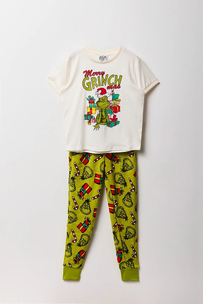 Ensemble pyjama avec t-shirt et jogger à imprimé Merry Grinchmas pour fille