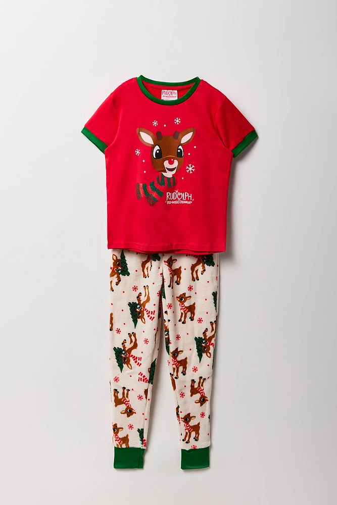 Ensemble pyjama avec t-shirt et jogger à imprimé Rudolph pour fille