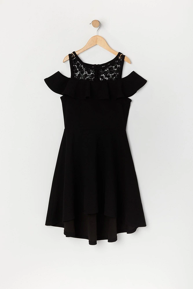 Robe asymétrique crochetée à épaules dénudées pour fille