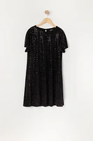 Girls Sequin Short Sleeve Dress