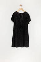 Girls Sequin Short Sleeve Dress