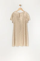 Robe à manches courtes avec paillettes pour fille