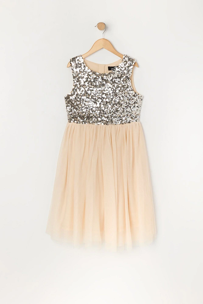 Robe avec tulle et paillettes pour fille