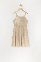 Robe à jupe virevoltante avec paillettes pour fille