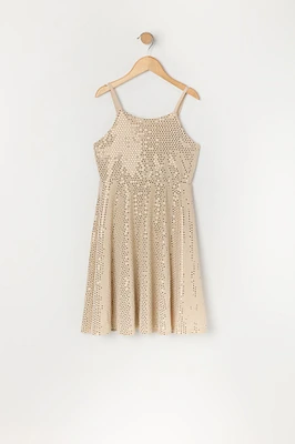 Robe à jupe virevoltante avec paillettes pour fille