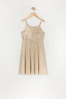 Robe à jupe virevoltante avec paillettes pour fille