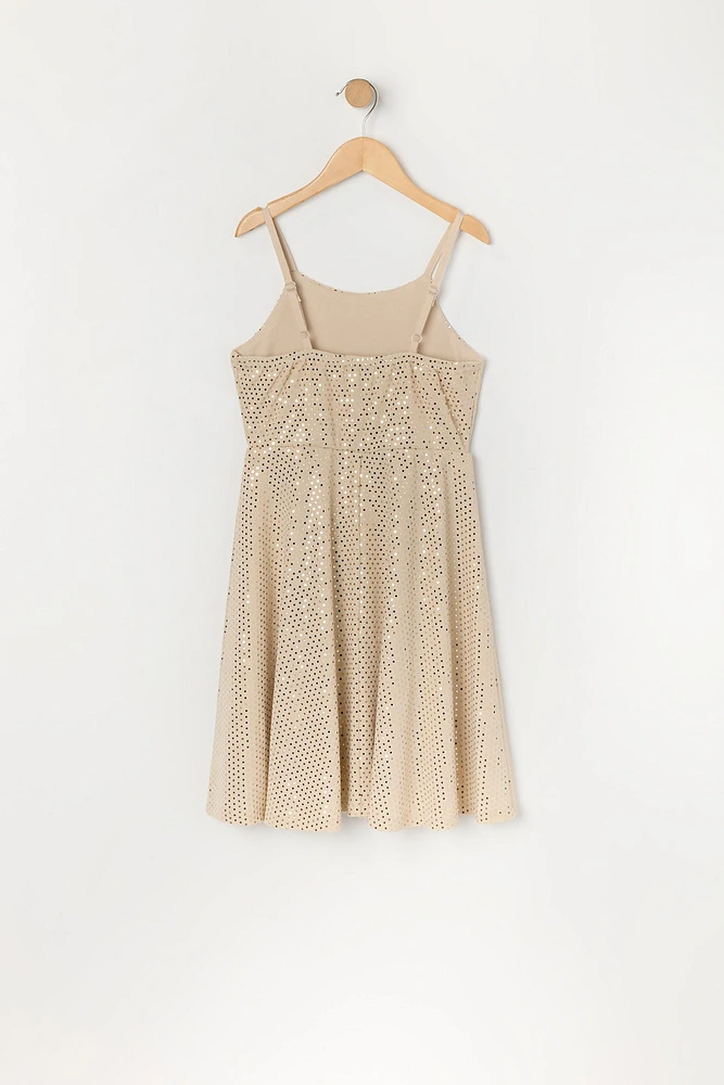 Robe à jupe virevoltante avec paillettes pour fille