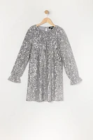 Robe à manches longues avec paillettes pour fille