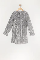 Robe à manches longues avec paillettes pour fille