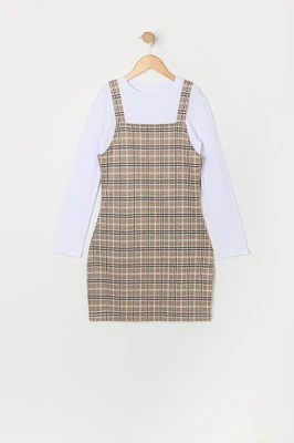 Ensemble avec robe et haut à manches longues en tricot pour fille