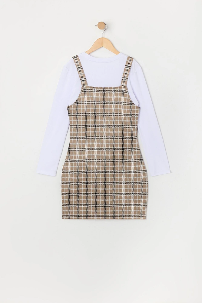 Ensemble avec robe et haut à manches longues en tricot pour fille