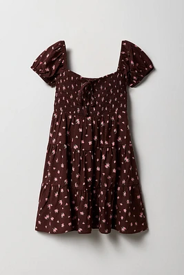 Girls Floral Smocked Tiered Dress