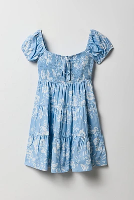 Robe volantée smockée fleurie pour fille