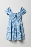 Robe volantée smockée fleurie pour fille
