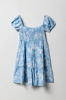 Robe volantée smockée fleurie pour fille