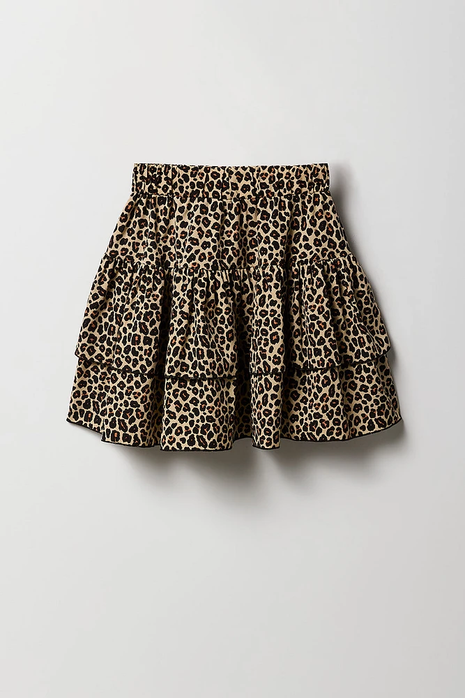 Girls Embroidered T-Shirt & Tiered Skirt 2 Piece Set
