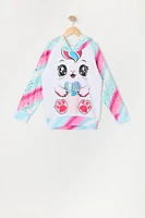 Girls Rainbow Unicorn Character Hoodie