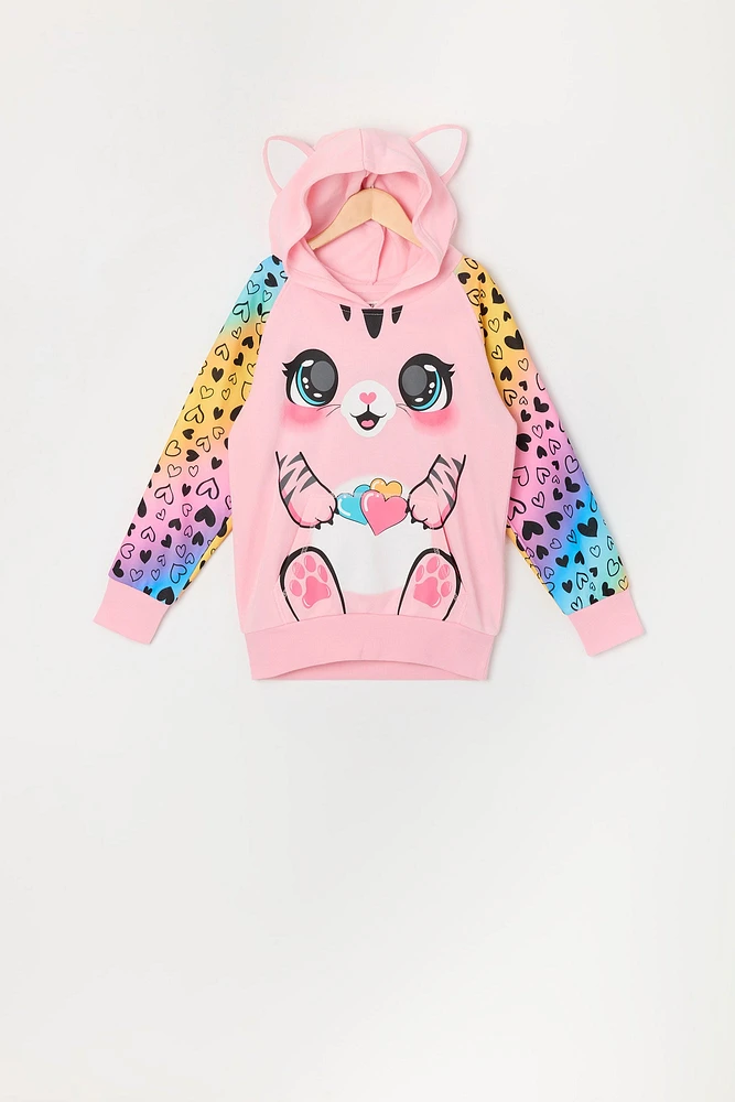 Girls Love Kitty Unicorn Character Hoodie