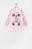 Girls Bow Teddy Bear Character Hoodie