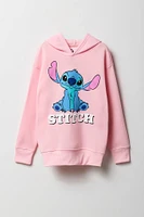 Haut à capuchon rose avec imprimé Stitch pour fille