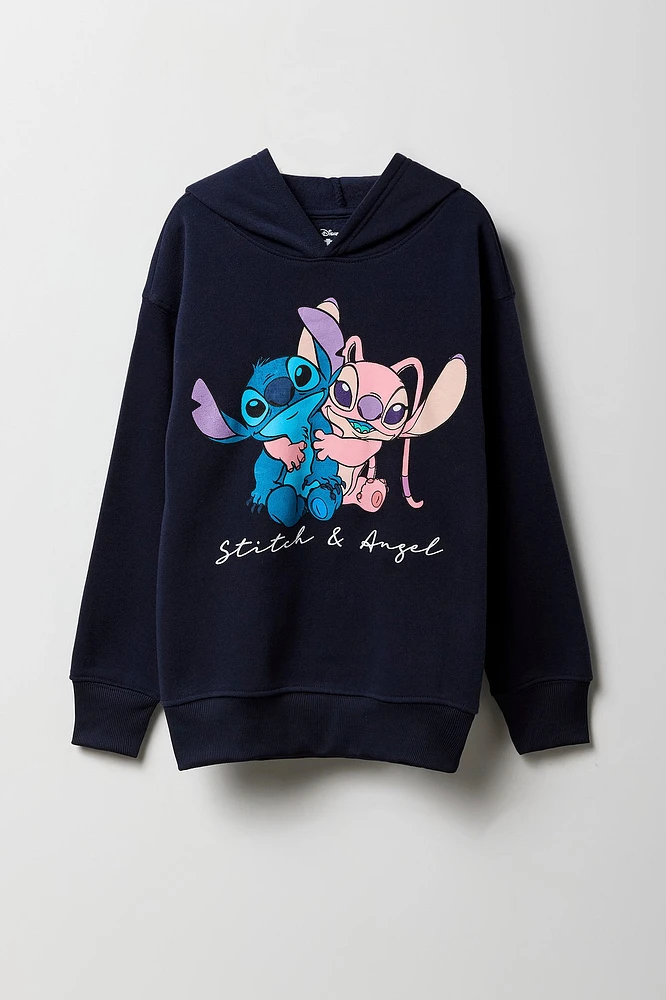 Haut à capuchon avec imprimé Stitch & Angel pour fille