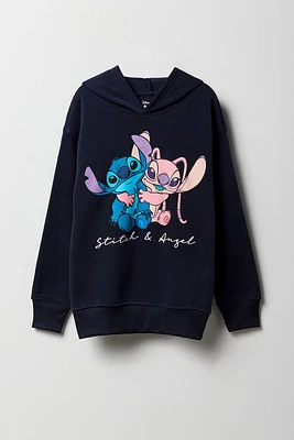 Haut à capuchon avec imprimé Stitch & Angel pour fille