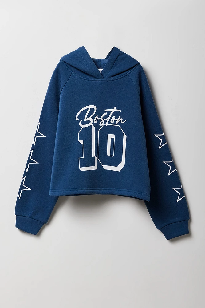 Girls Graphic Fleece Hoodie & Short 2 Piece Set
