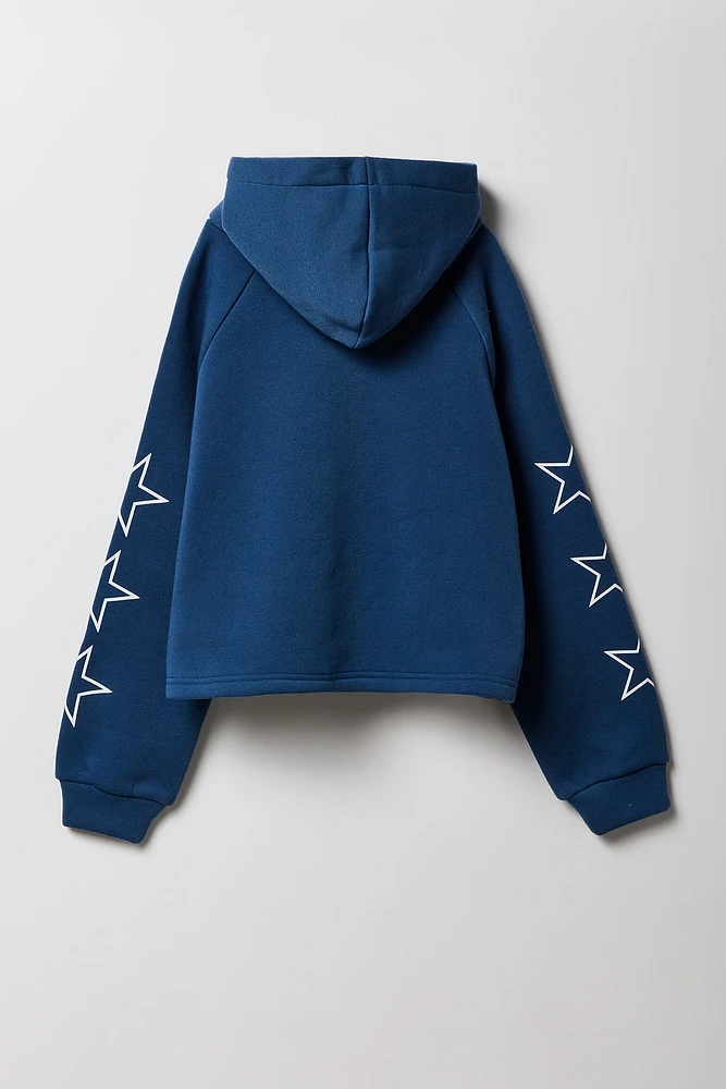 Ensemble avec haut à capuchon en molleton imprimé et short pour fille