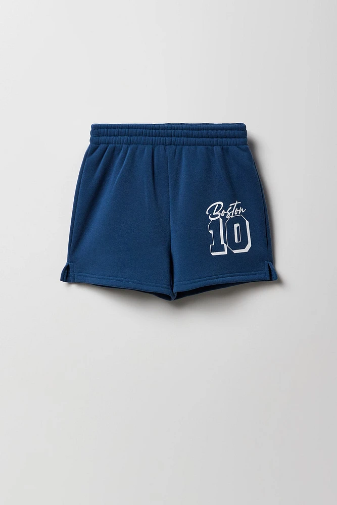 Ensemble avec haut à capuchon en molleton imprimé et short pour fille