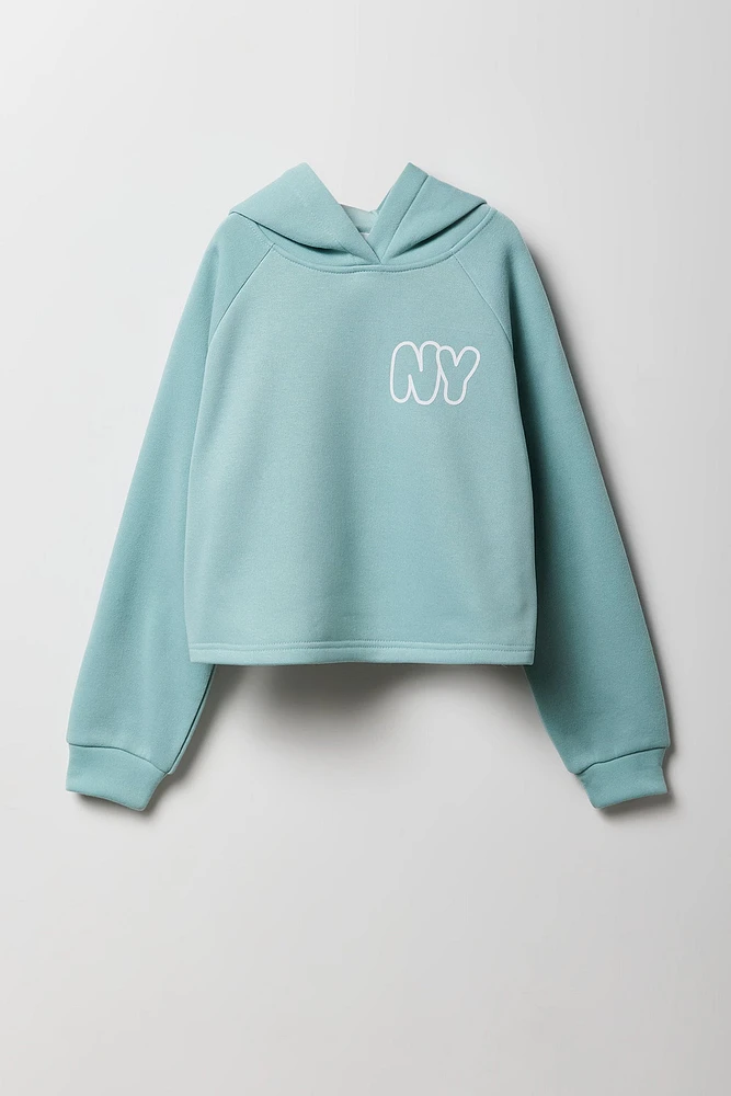 Girls Graphic Fleece Hoodie & Short 2 Piece Set