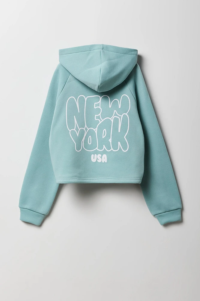 Girls Graphic Fleece Hoodie & Short 2 Piece Set