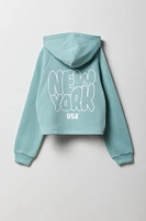 Girls Graphic Fleece Hoodie & Short 2 Piece Set