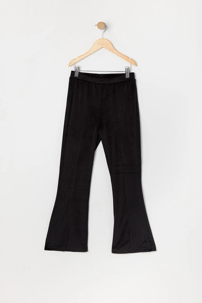 Girls Velour Ribbed Flare Pant