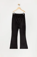 Girls Rhinestone Star Velour Flare Pant