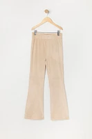 Pantalon à jambe évasée en velours imprimé Ourson avec pierres du Rhin pour fille