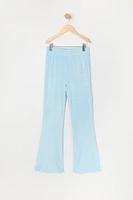 Pantalon à jambe évasée en velours imprimé Coeur avec pierres du Rhin pour fille