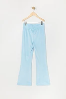 Girls Rhinestone Heart Velour Flare Pant