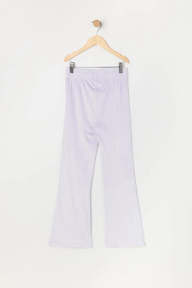 Pantalon à jambe évasée en velours imprimé Ange avec pierres du Rhin pour fille